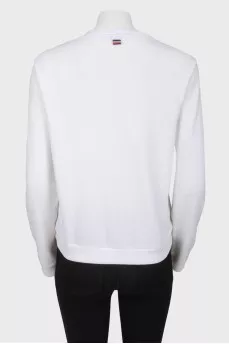 White floral applique sweatshirt