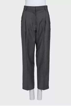Gray wool suit with wide trousers