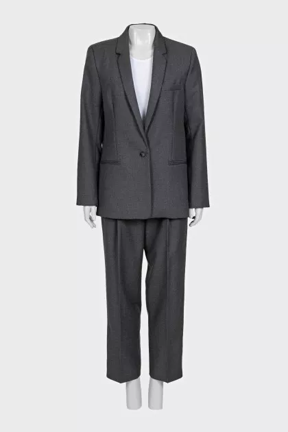 Gray wool suit with wide trousers