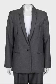 Gray wool suit with wide trousers