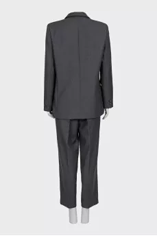 Gray wool suit with wide trousers