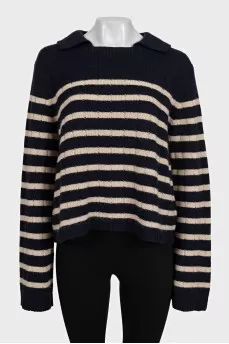 Striped cashmere sweater with a cutout