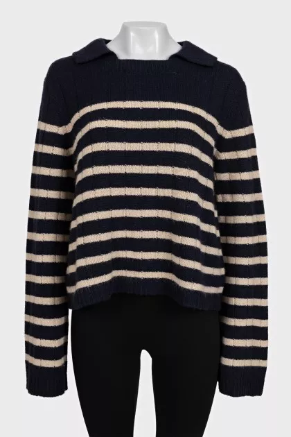 Striped cashmere sweater with a cutout