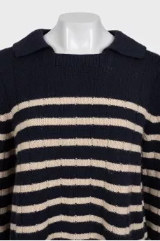 Striped cashmere sweater with a cutout