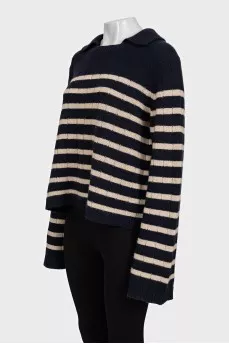 Striped cashmere sweater with a cutout