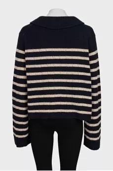 Striped cashmere sweater with a cutout