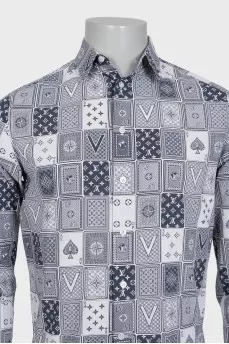 Мужская серая рубашка regular fit в принт