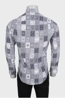 Мужская серая рубашка regular fit в принт