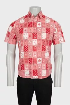 Мужская красная рубашка regular fit в принт