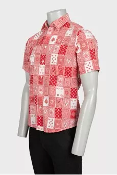Мужская красная рубашка regular fit в принт