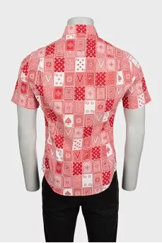 Мужская красная рубашка regular fit в принт