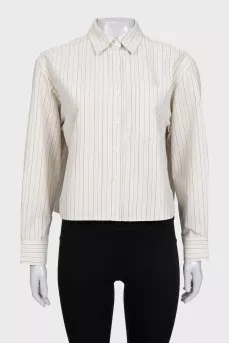 Beige cropped shirt with striped print