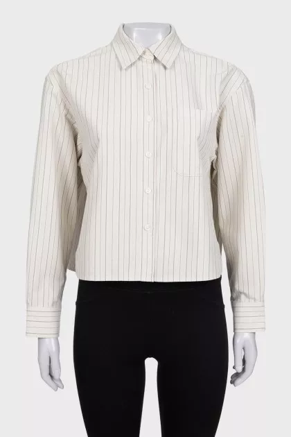 Beige cropped shirt with striped print