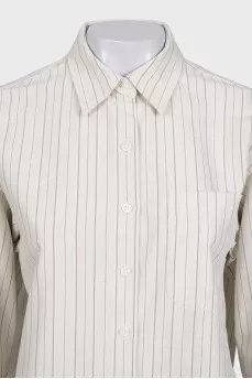 Beige cropped shirt with striped print