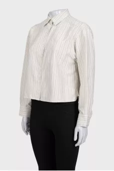 Beige cropped shirt with striped print