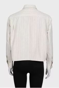 Beige cropped shirt with striped print
