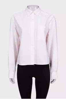 Pink striped cropped shirt