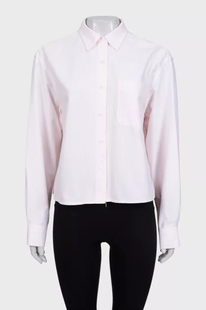 Pink striped cropped shirt
