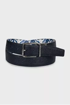Reversible printed textured leather belt