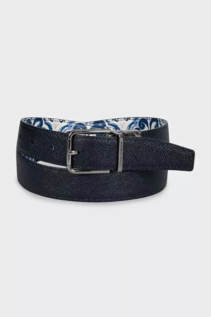 Reversible printed textured leather belt