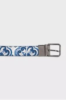 Reversible printed textured leather belt