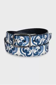 Reversible printed textured leather belt
