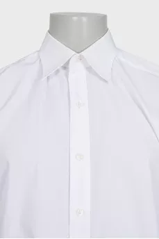 Men's solid white button-down shirt