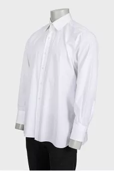 Men's solid white button-down shirt