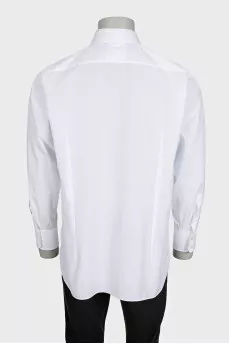 Men's solid white button-down shirt