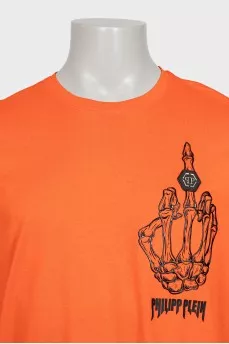 Men's orange printed t-shirt with tag
