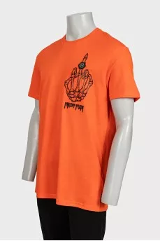 Men's orange printed t-shirt with tag