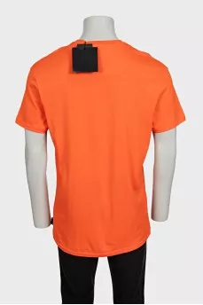 Men's orange printed t-shirt with tag