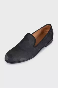 Men's black military print shoes