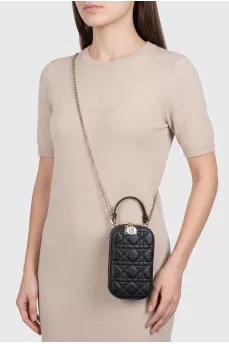 Black leather Call'in Dior bag with tag