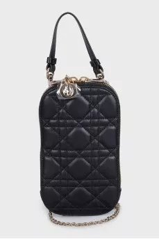 Black leather Call'in Dior bag with tag