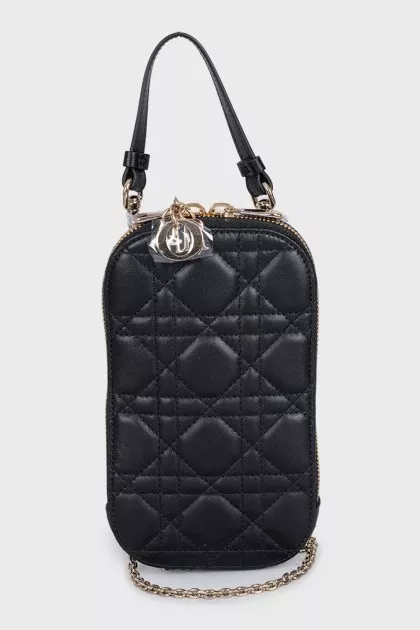 Black leather Call'in Dior bag with tag