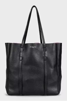 Everyday Black Leather Tote