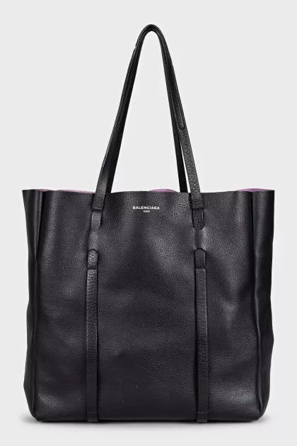 Everyday Black Leather Tote