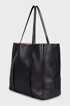 Everyday Black Leather Tote