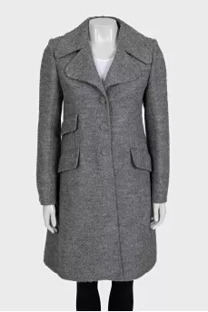 Gray wool coat with a straight cut