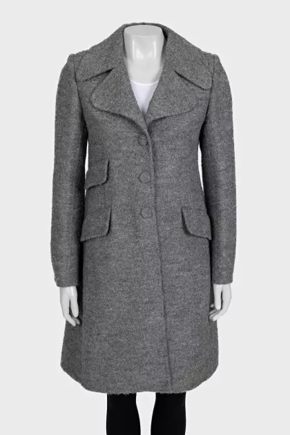 Gray wool coat with a straight cut