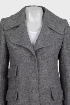 Gray wool coat with a straight cut