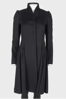 Wool hidden buttons coat