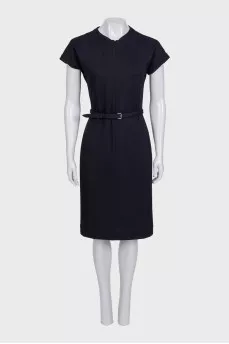 Black fitted dress with a belt