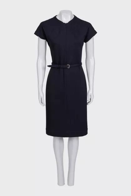 Black fitted dress with a belt