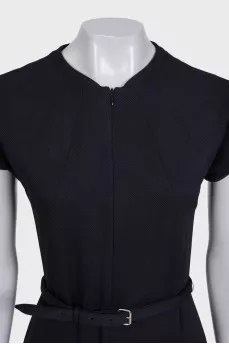 Black fitted dress with a belt