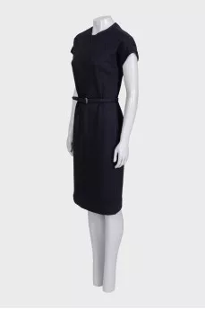 Black fitted dress with a belt