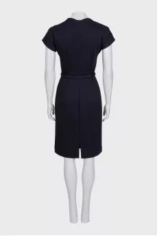 Black fitted dress with a belt