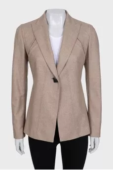 Cashmere jacket with silk lining and button
