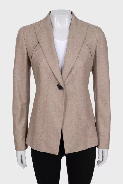 Cashmere jacket with silk lining and button
